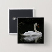 Graceful White Swan Button (Vorne & Hinten)