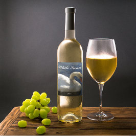 Graceful White Swan Foto Personalisiert Weinetikett