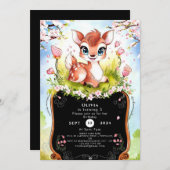 Graceful Woodland Fawn Geburtstag Einladung (Vorne/Hinten)