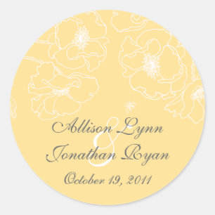 Graceful Yellow Poppy Flora Wedding Square Sticker