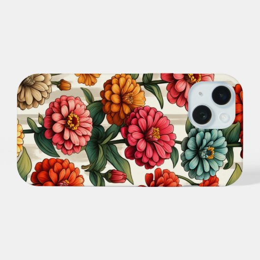 Graceful Zinnia Blume iPhone 15 Hülle (Rückseite (Horizontal))