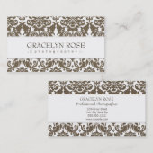 Gracelyn Brown Damast-Chic-Visitenkarte Visitenkarte (Vorne/Hinten)