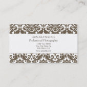 Gracelyn Brown Damast-Chic-Visitenkarte Visitenkarte (Rückseite)