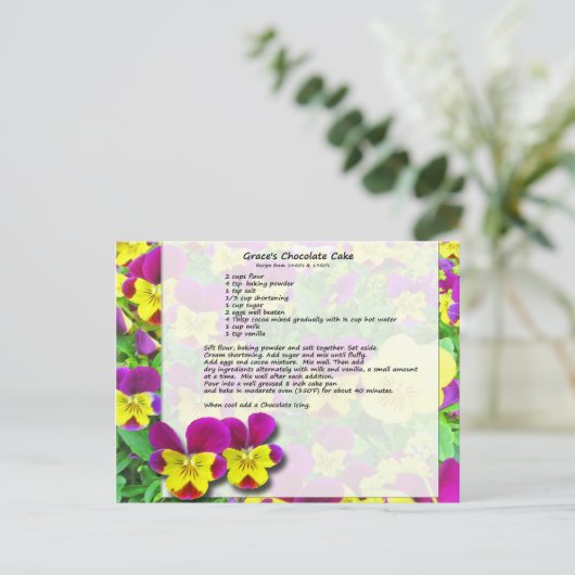 Grace's Chocolate Cake Postcard Postkarte (Stehend Vorderseite)