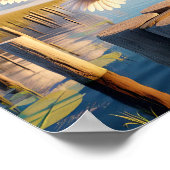 Gracful American White Pelican in Serene Wetlands Poster (Ecke)