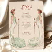 Gracful Art Nouveau Wedding Menu Card Einladung