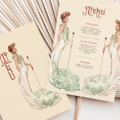 Gracful Art Nouveau Wedding Menu Card Einladung