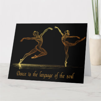 Gracful Ballet Dancers in eleganter Golden Line Ar Dankeskarte