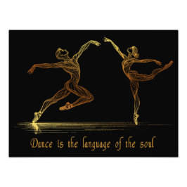 Gracful Ballet Dancers in eleganter Golden Line Ar Fotodruck