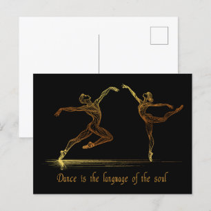 Gracful Ballet Dancers in eleganter Golden Line Ar Postkarte