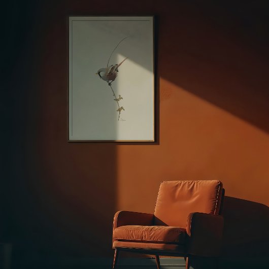 Gracful Bearded Reedling Wasserfarbe Kunst Poster