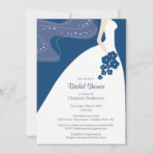 Gracful Blue Bride Bridal Dusche Einladung Blue