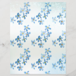 Gracful Blue Watercolor Blume Scrapbook Paper