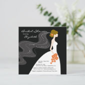 Gracful Bride Bridal Dusche Einladung Coral (Stehend Vorderseite)