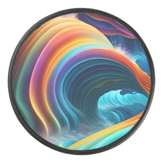 Gracful Bright Rainbow Wasserfall Eishockey Puck (Vorderseite)