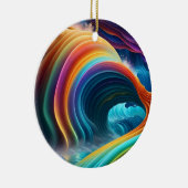 Gracful Bright Rainbow Wasserfall Keramik Ornament (Rechts)