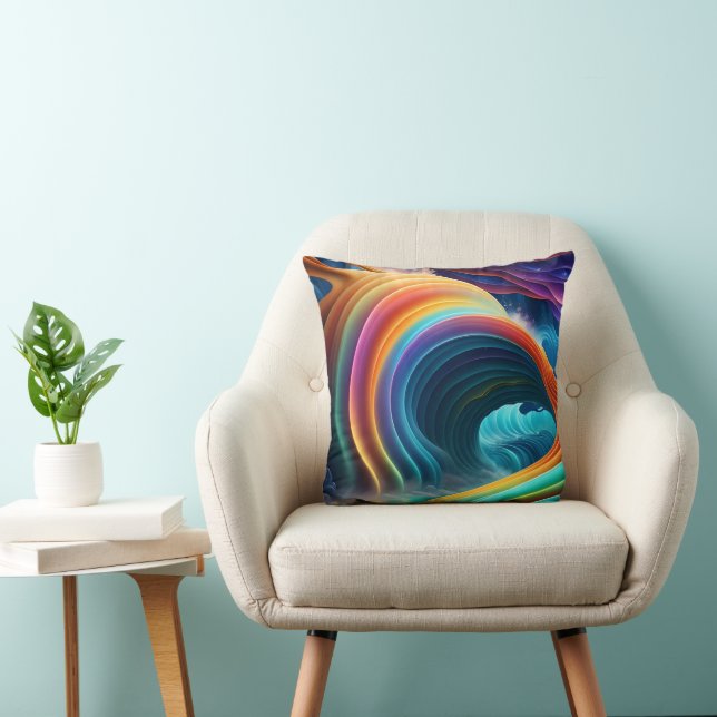 Gracful Bright Rainbow Wasserfall Kissen (Stuhl )