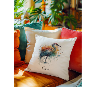 Gracful Crane: Wassercolro Kunst, Brauch Kissen