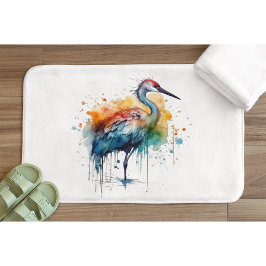 Gracful Crane: Wasserfarben Kunst, Brauch Badematte