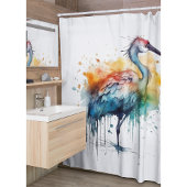 Gracful Crane: Wasserfarben Kunst, Brauch Duschvorhang