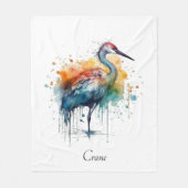 Gracful Crane: Wasserfarben Kunst, Brauch Fleecedecke (Vorderseite)