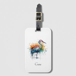 Gracful Crane: Wasserfarben Kunst, Brauch Gepäckanhänger