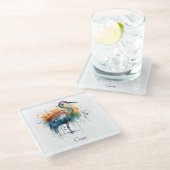 Gracful Crane: Wasserfarben Kunst, Brauch Glasuntersetzer (Schrägansicht)