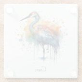 Gracful Crane: Wasserfarben Kunst, Brauch Glasuntersetzer (Rückseite)