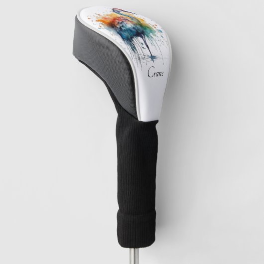 Gracful Crane: Wasserfarben Kunst, Brauch Golf Headcover (angewinkelt)