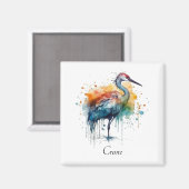 Gracful Crane: Wasserfarben Kunst, Brauch Magnet (Vorderseite/Rückseite)