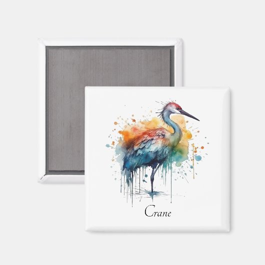 Gracful Crane: Wasserfarben Kunst, Brauch Magnet (Vorderseite/Rückseite)