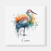 Gracful Crane: Wasserfarben Kunst, Brauch Magnet (Vorne)