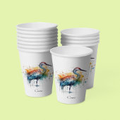 Gracful Crane: Wasserfarben Kunst, Brauch Pappbecher