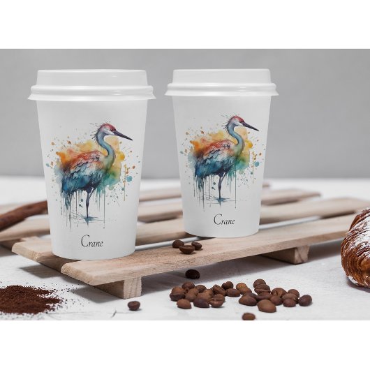 Gracful Crane: Wasserfarben Kunst, Brauch Pappbecher