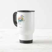 Gracful Crane: Wasserfarben Kunst, Brauch Reisebecher (Vorderseite Links)