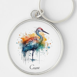 Gracful Crane: Wasserfarben Kunst, Brauch Schlüsselanhänger