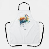 Gracful Crane: Wasserfarben Kunst, Brauch Schürze (Vorderseite)