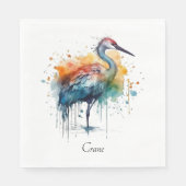 Gracful Crane: Wasserfarben Kunst, Brauch Serviette (Vorderseite)