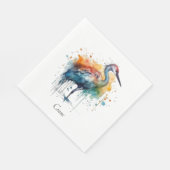 Gracful Crane: Wasserfarben Kunst, Brauch Serviette (Ecke)