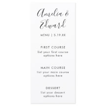 Gracful Delicate Blush Wedding Menu Card