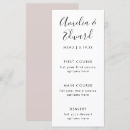 Gracful Delicate Blush Wedding Menu Card Menükarte