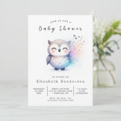 Gracful Editable Owl Baby Dusche Einladung (Stehend Vorderseite)