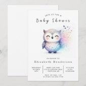 Gracful Editable Owl Baby Dusche Einladung (Vorne/Hinten)