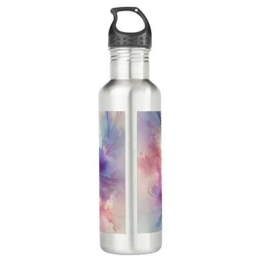 Gracful Hummingbird in Wasserfarbe Edelstahlflasche (Rückseite)