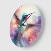 Gracful Hummingbird in Wasserfarbe Große Wanduhr (Winkel)