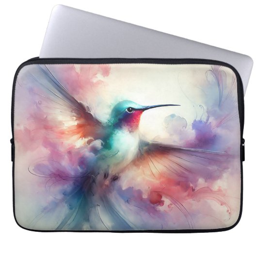 Gracful Hummingbird in Wasserfarbe Laptopschutzhülle (Vorderseite)