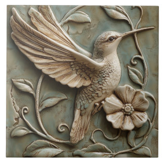 Gracful Hummingbird mit Blume Imitats Hilfe Fliese