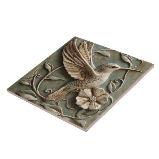 Gracful Hummingbird mit Blume Imitats Hilfe Fliese (Seite)