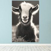 Gracful monochromatic expressive Baby Goat Portra Leinwanddruck (Insitu (Holzboden))
