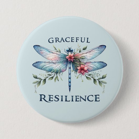 Gracful Resilience - Artistic Dragonfly Button (Vorderseite)